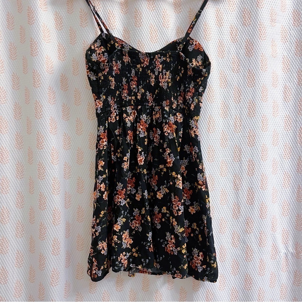 New Look Mini Dress Womens S Black Floral Spaghetti Strap Sweetheart Cute Chic - Picture 3 of 11